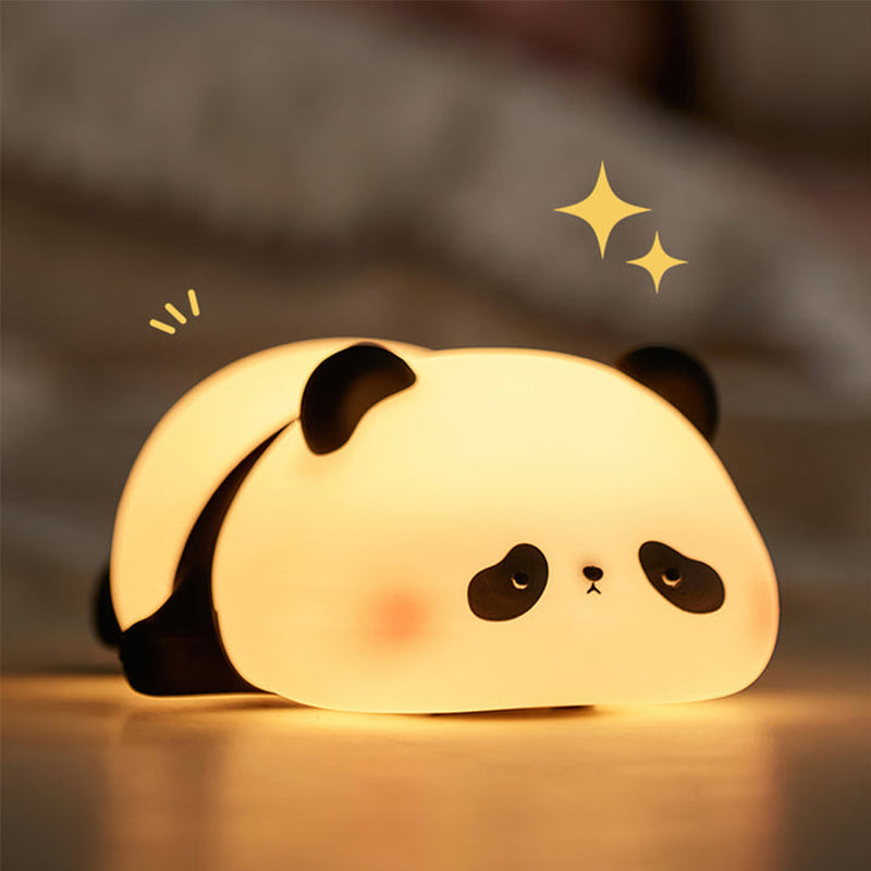 LED-natlampe i silikone formet som en panda
