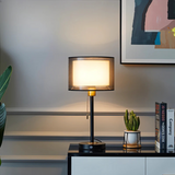Bordlampe med dobbelt stofskærm – vintage bordbelysning til soveværelset