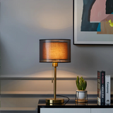 Bordlampe med dobbelt stofskærm – vintage bordbelysning til soveværelset