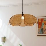 Rattanpendel med kronbladsform – vintage hængelampe