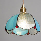 Tiffany-pendel med glaskuppel – vintage hængelampe