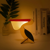 Bordlampe i træ og akryl – natlampe med dyremotiv